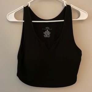 Klassy Network | cropped tank top w/ notch and built in pads (large)